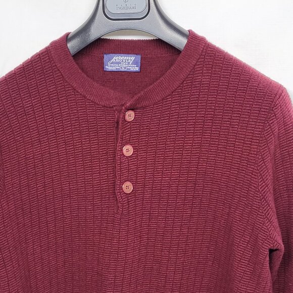 Jeremy Argyle NYC Mens Sweater Henley Size Large Wool Blend Long Sleeve Burgandy - Picture 2 of 15